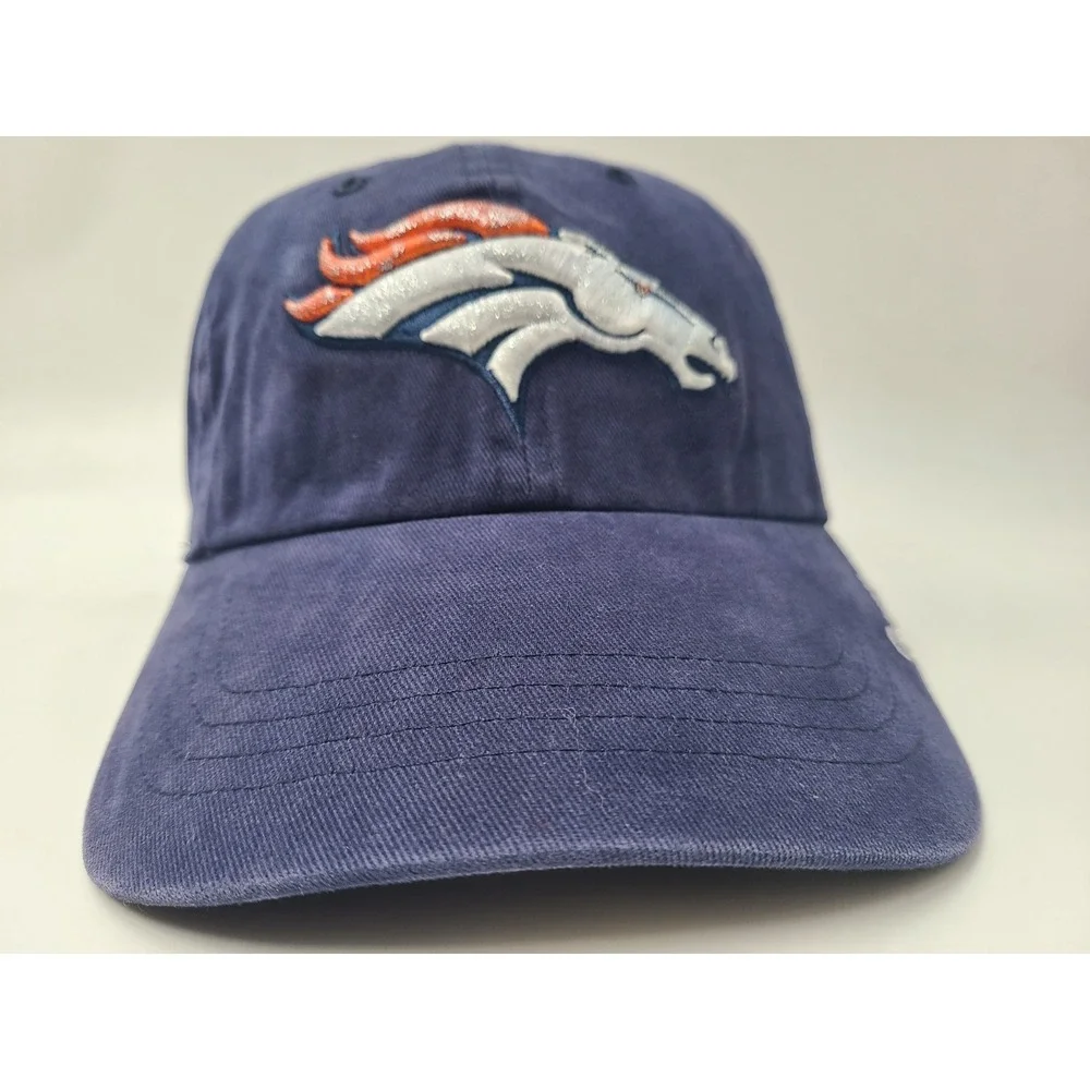Women Denver Broncos Glitter Sparkles Logo 47 Brand Strapback Adjustable Hat Cap